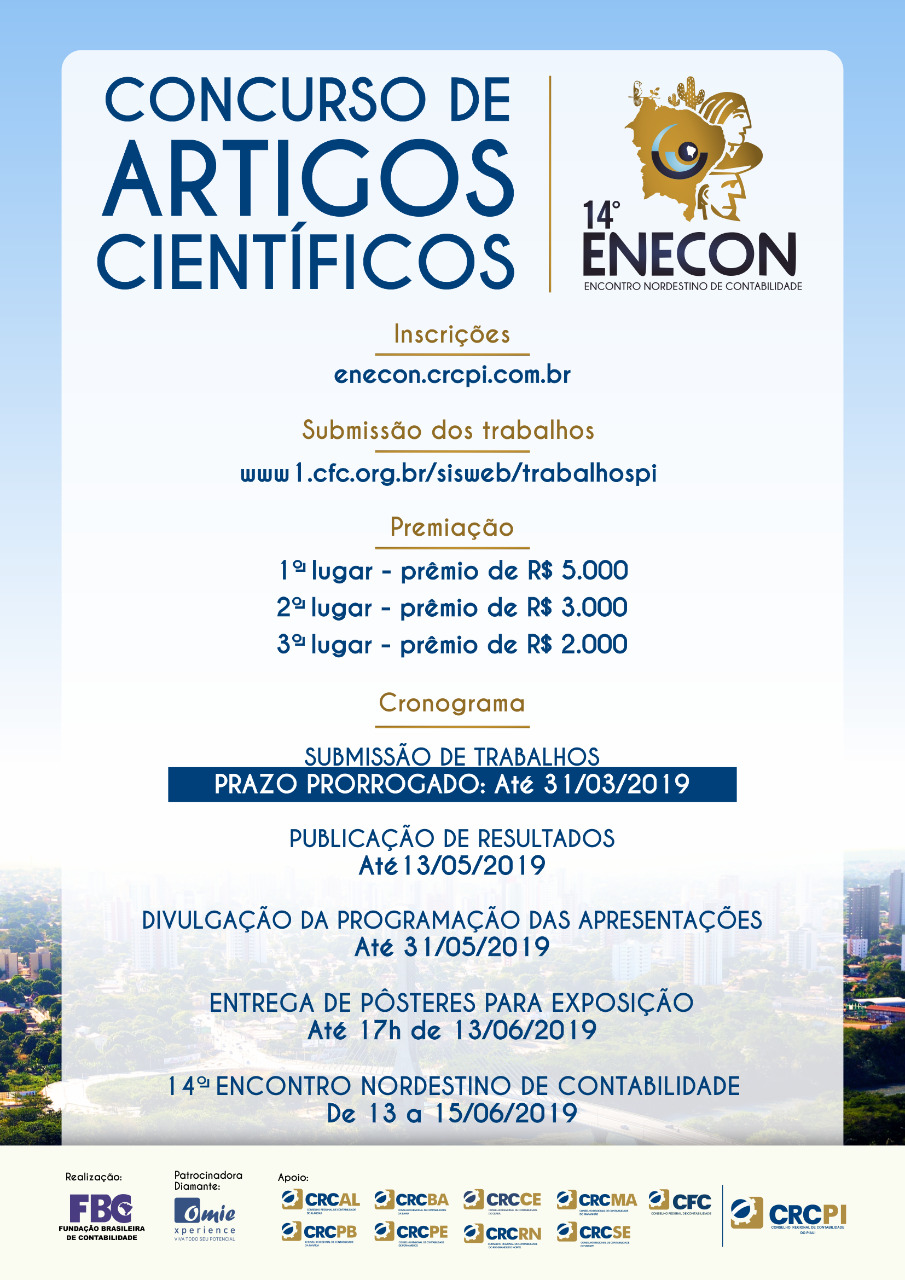 CRC-PI prorroga prazo de submissão de trabalhos do Concurso de Artigos Científicos do 14º ENECON